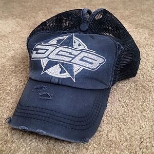 NEW Black w/ Silver Glitter DCB Performance Marine Powerboat Ponytail Hat